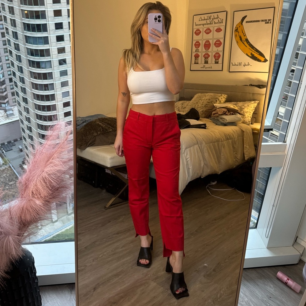 Zara Red Ankle Length Trousers Size 4